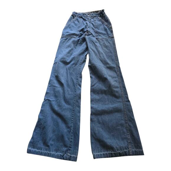 Vintage Landlubber Denim Jeans 70s Retro Girls Bell Bottom Pants Size 5 Groovy - Picture 1 of 9